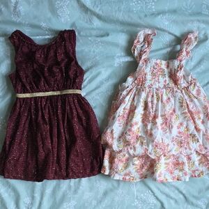 Cat & Jack Burgundy and Floral Kids Dress Duo